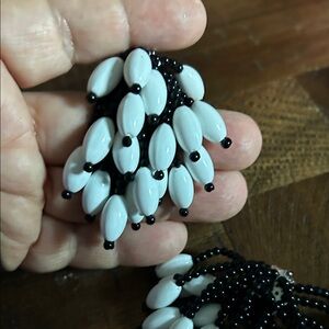 Elegant Black and White Beaded Earrings